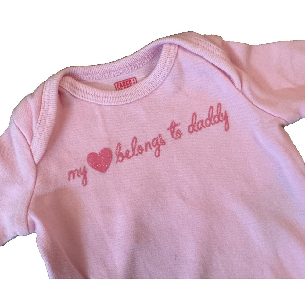 VTG Faded Glory Girl Preemie Bodysuit Outfit Tee Shirt My Heart Belongs To Daddy
